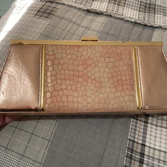 Wild Rose Metallic Pink/Snakeskin clutch - Picture 2 of 5